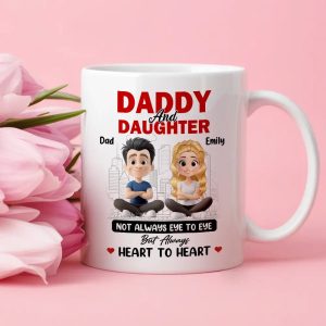 Dad And Daughter Share Love - Personalized Two-Tone Mug with Cute Design - Perfect Gift for Fathers and Daughters