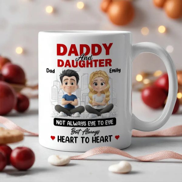 Dad And Daughter Share Love - Personalized Two-Tone Mug with Cute Design - Perfect Gift for Fathers and Daughters