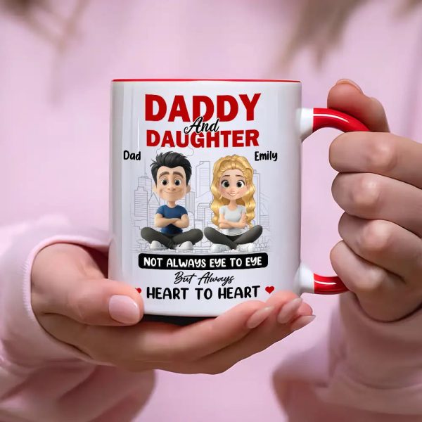 Dad And Daughter Share Love - Personalized Two-Tone Mug with Cute Design - Perfect Gift for Fathers and Daughters