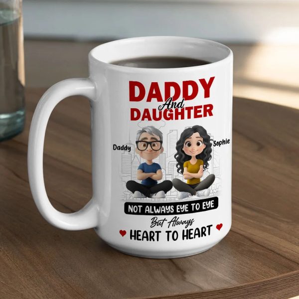 Dad And Daughter Share Love - Personalized Two-Tone Mug with Cute Design - Perfect Gift for Fathers and Daughters