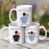 Dad Carrying Kids On Shoulder Personalized Mug, Father's Day Gift For Dad, Husband