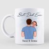 Dad Carrying Kids On Shoulder Personalized Mug, Father's Day Gift For Dad, Husband