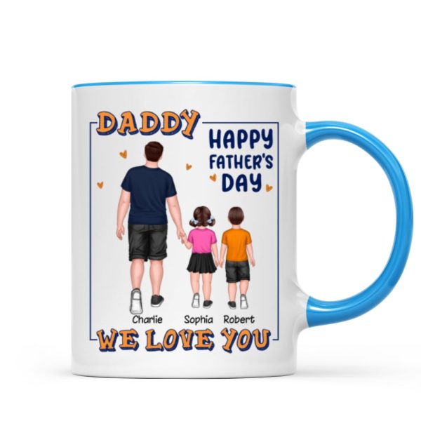 Dad Daughter Son Walking Back View Personalized Mug