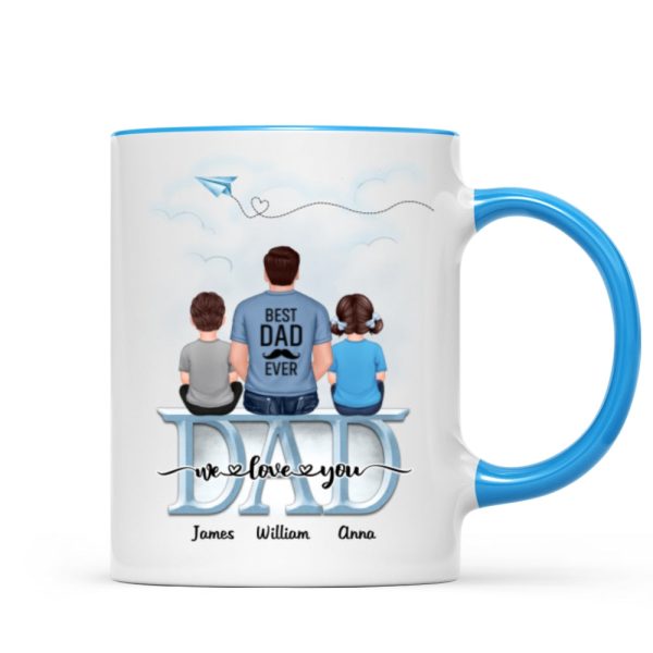 Dad Grandpa And Kids On Text Personalized Mug, Father's Day Gift For Dad, Grandpa, Husband