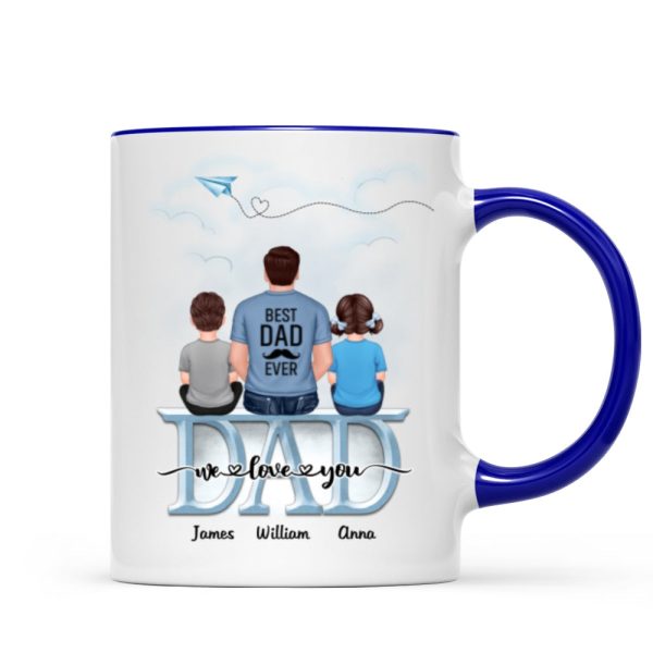Dad Grandpa And Kids On Text Personalized Mug, Father's Day Gift For Dad, Grandpa, Husband