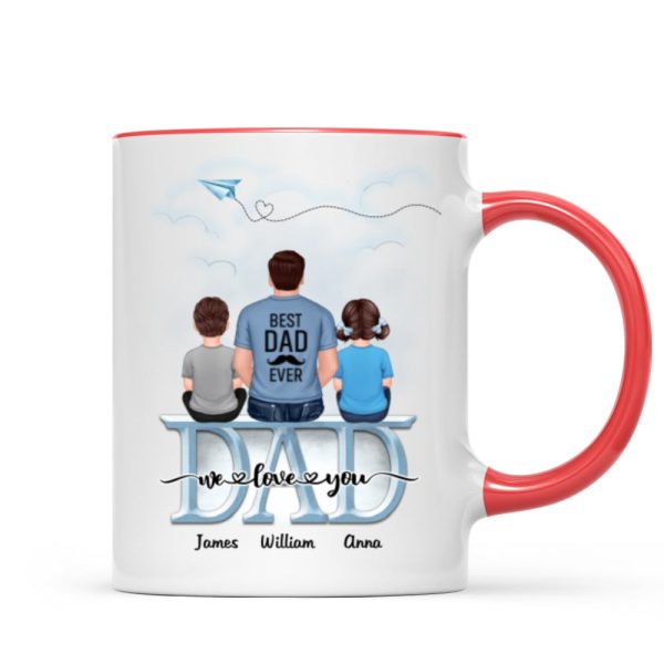Dad Grandpa And Kids On Text Personalized Mug, Father's Day Gift For Dad, Grandpa, Husband