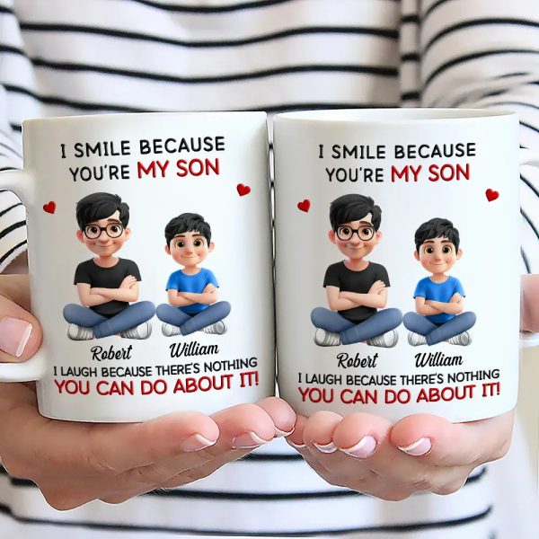 Dad Grandpa I Smile Because You Are My Daughters Sons Grandkids - Personalized Mug