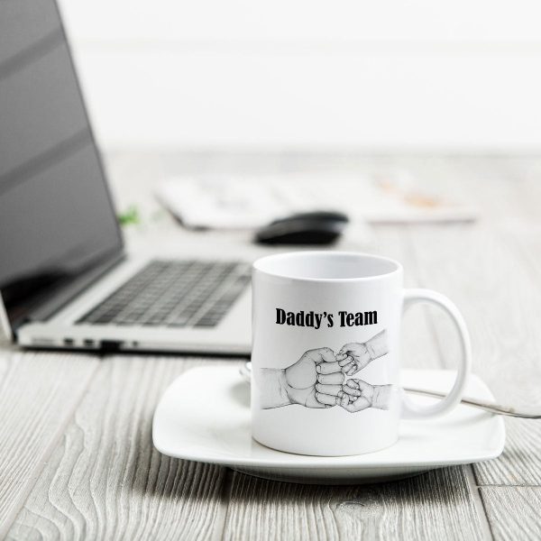 Dad Grandpa Team Fist Bump Sitting Back View Personalized Mug, Unique Father's Day Gift for Dad, Gift for Husband