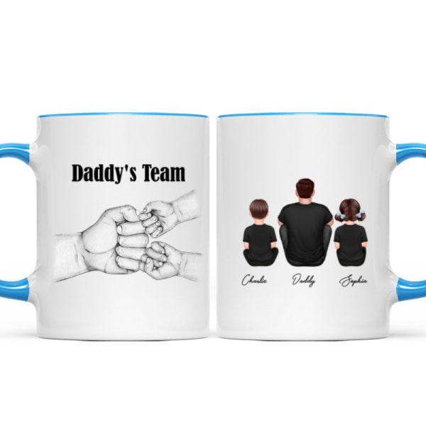 Dad Grandpa Team Fist Bump Sitting Back View Personalized Mug, Unique Father's Day Gift for Dad, Gift for Husband