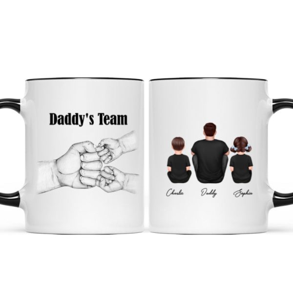 Dad Grandpa Team Fist Bump Sitting Back View Personalized Mug, Unique Father's Day Gift for Dad, Gift for Husband