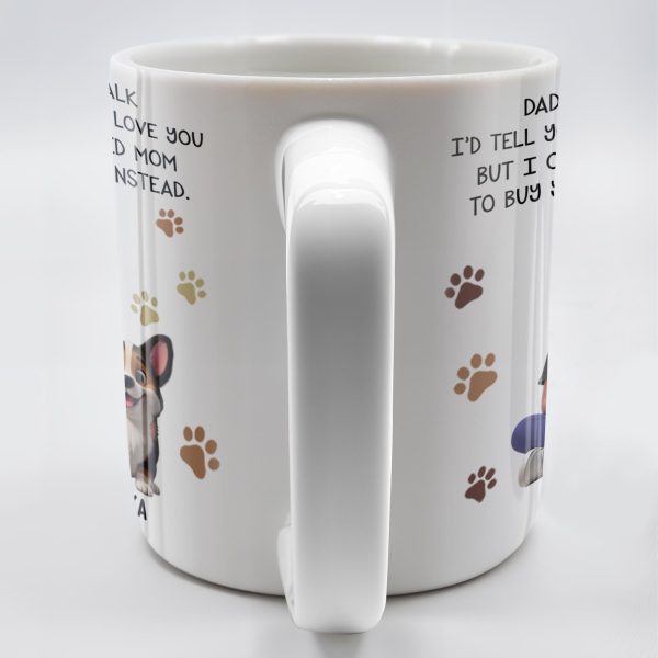 Dad If I Could Talk Love You Much Mug With Paws And Cartoon Figures - Personalized Custom Coffee Mug - DOG048_MG