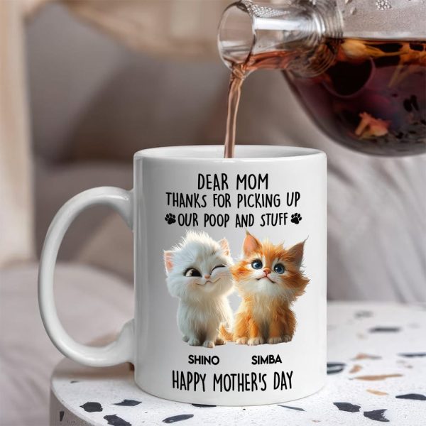 Dad Mom Thanks For Picking Up My Poop And Stuff Personalized White Mug Gift For Cat Lovers CH07 895240