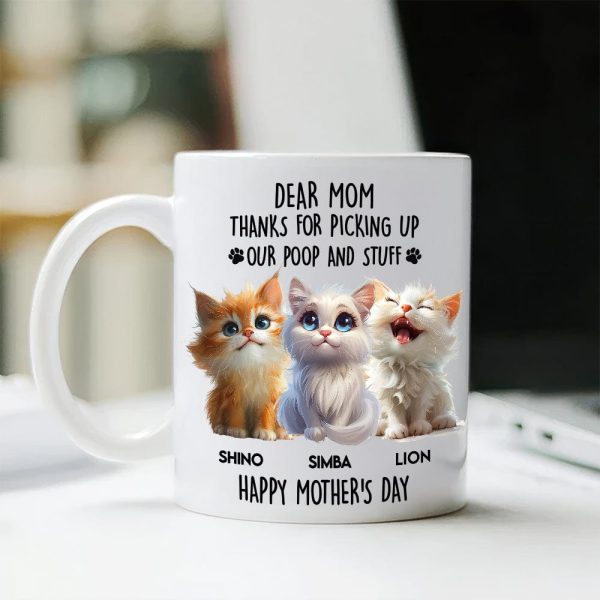 Dad Mom Thanks For Picking Up My Poop And Stuff Personalized White Mug Gift For Cat Lovers CH07 895240