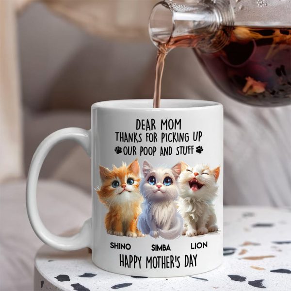Dad Mom Thanks For Picking Up My Poop And Stuff Personalized White Mug Gift For Cat Lovers CH07 895240