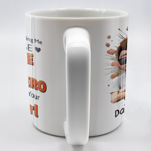 Dad Thank You for Teaching Me How to Be Brave, Cartoon Figures of Father and Daughter - Personalized Custom Coffee Mug - DAD134_MG