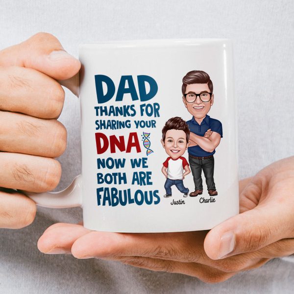 Dad Thanks For Sharing Your DNA Personalized Mug, Father's Day Gift From Son, Daughter