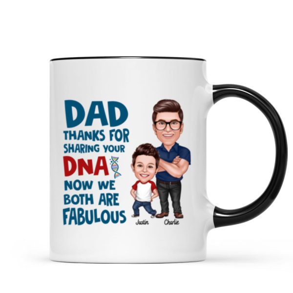 Dad Thanks For Sharing Your DNA Personalized Mug, Father's Day Gift From Son, Daughter