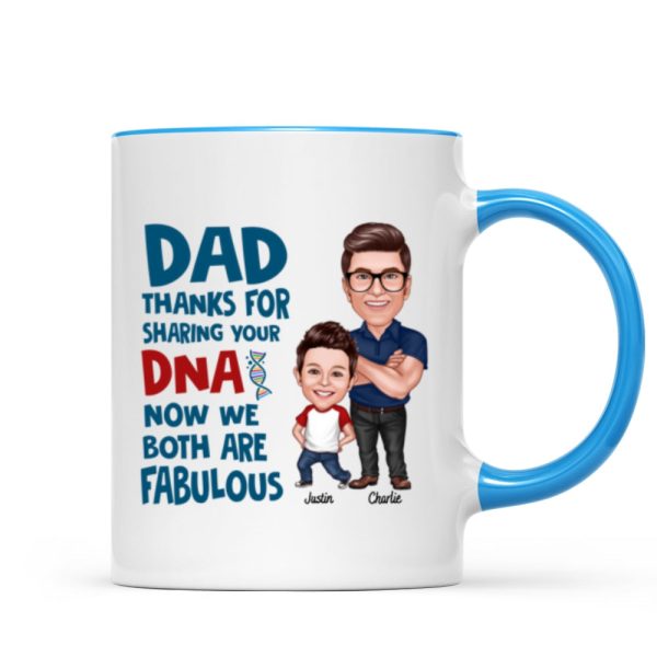 Dad Thanks For Sharing Your DNA Personalized Mug, Father's Day Gift From Son, Daughter