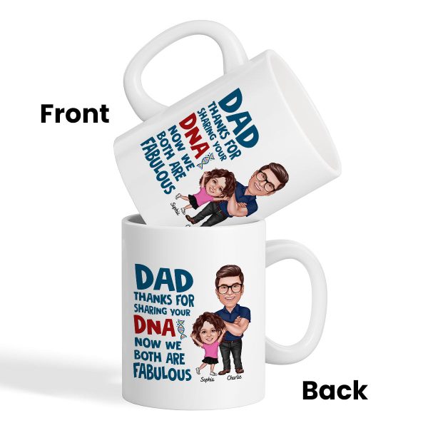 Dad Thanks For Sharing Your DNA Personalized Mug, Father's Day Gift From Son, Daughter