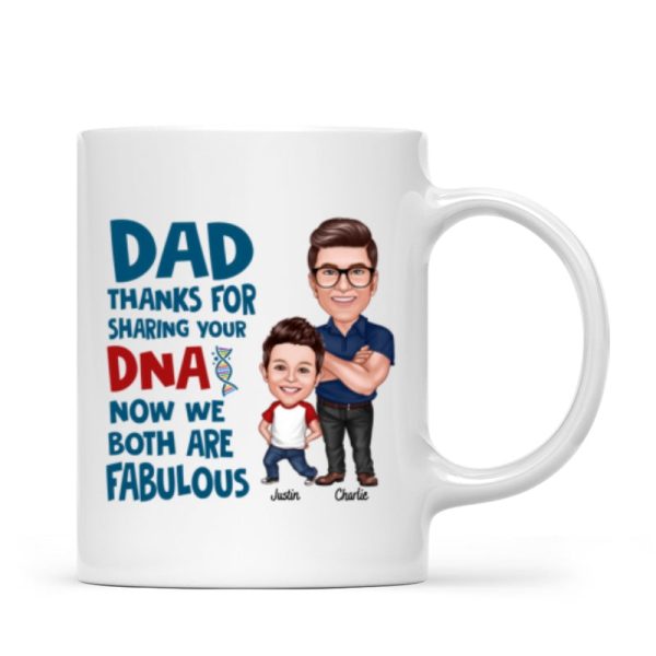 Dad Thanks For Sharing Your DNA Personalized Mug, Father's Day Gift From Son, Daughter