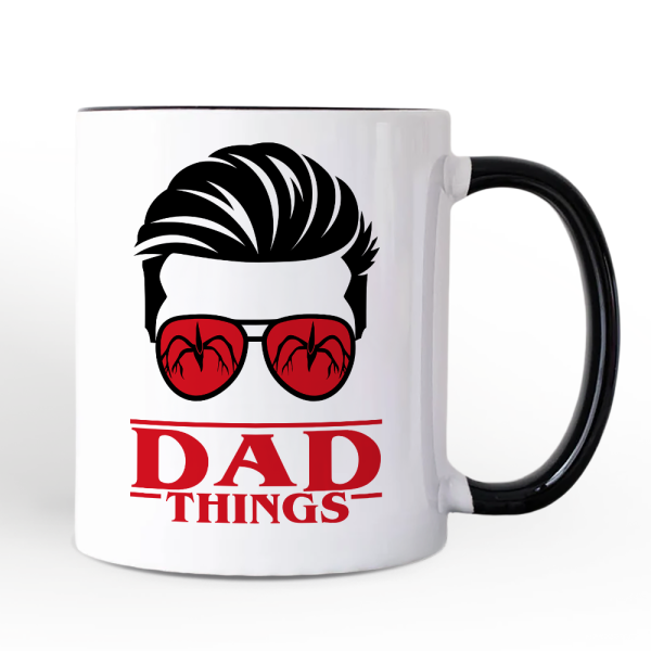 Dad Things Retro Personalized Mug, Red Glasses Family Matching Gift with Custom Name