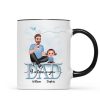 Dad We Love You Cartoon Dad & Doll Kids Sitting On Word Personalized Mug