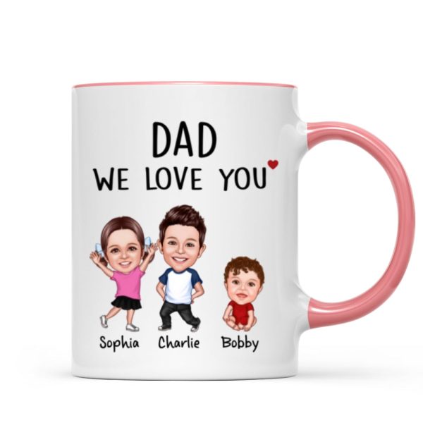 Dad We Love You Funny Caricature Personalized Mug, Father's Day Gift For Him