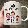 Dad We Love You Funny Caricature Personalized Mug, Father's Day Gift For Him