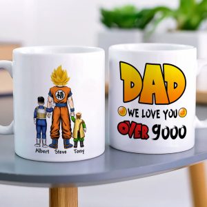 Dad, We Love You Over 9000, Personalized Mug, Gift For Dad, 04hupo010623hh