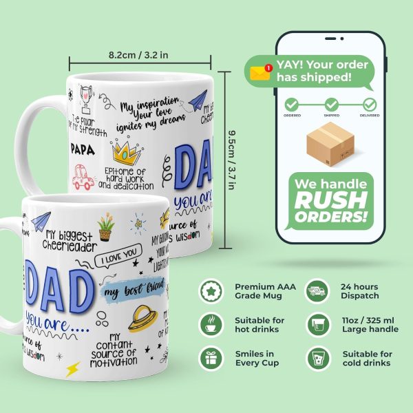 Dad You Are My Best Friend Ceramic Coffee Mug, Best Dad Ever Gift for Father Husband Grandpa, Fathers Day Birthday Christmas Gift from Daughter Son