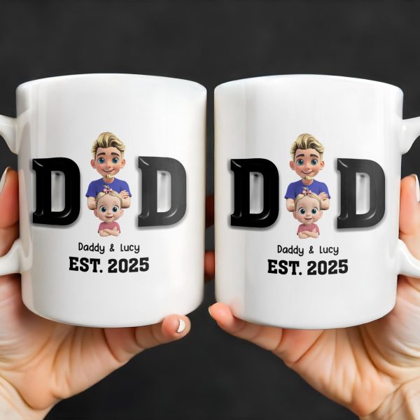 Daddy And Baby, Cartoon Characters - Personalized Custom Coffee Mug - DAD121_MG
