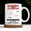 Daddy And Daughter Not Always Eye To Eye But Always Heart To Heart, Map and Heart - Personalized Custom Coffee Mug - DAD035_MG