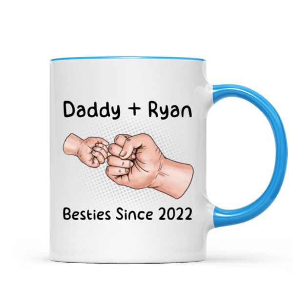 Daddy And Kid Hands Fist Bump Besties Since Personalized Mug