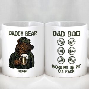 Daddy Bear Dad Bod Working On My Six Pack Personalized Custom Family Mug C322