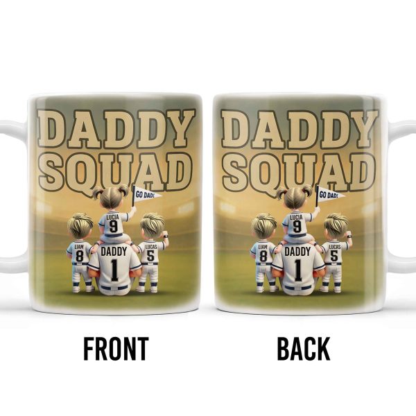 Daddy Squad Go Dad With Children in Soccer Jerseys - Personalized Custom Coffee Mug - DAD229_MG