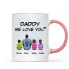 Daddy We Love You Back View Man Sitting With Kids Dog Cat Personalized Mug
