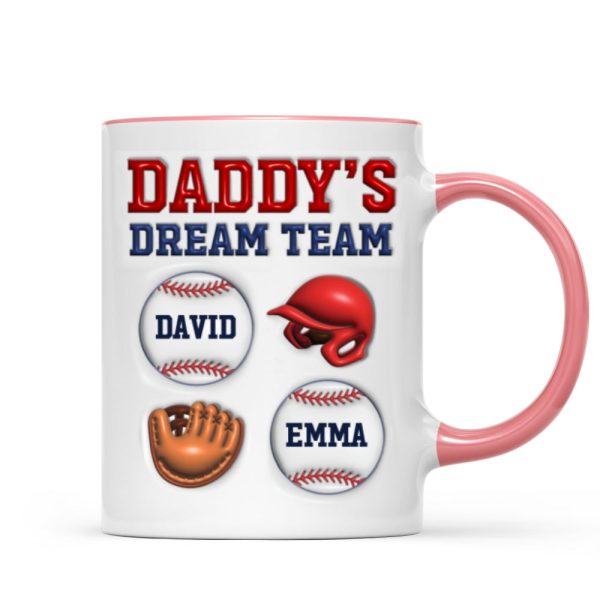 Daddy's Dream Team Baseball 3D Inflated Effect Personalized Mug
