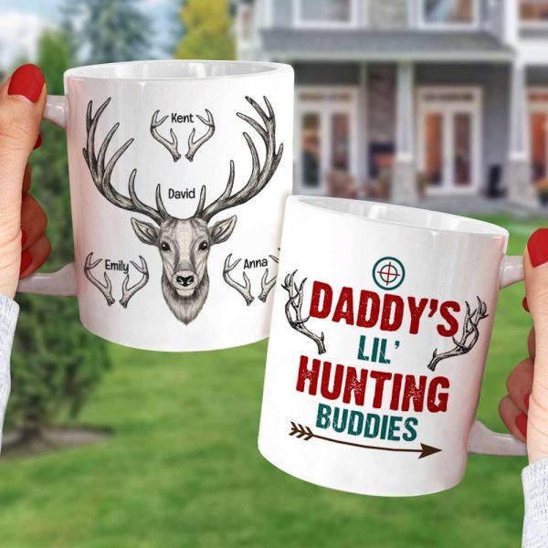 Daddy's Hunting Buddies, Personalized Coffee Mug For Hunting Dad, Father's Day Gift For Hunting Lovers