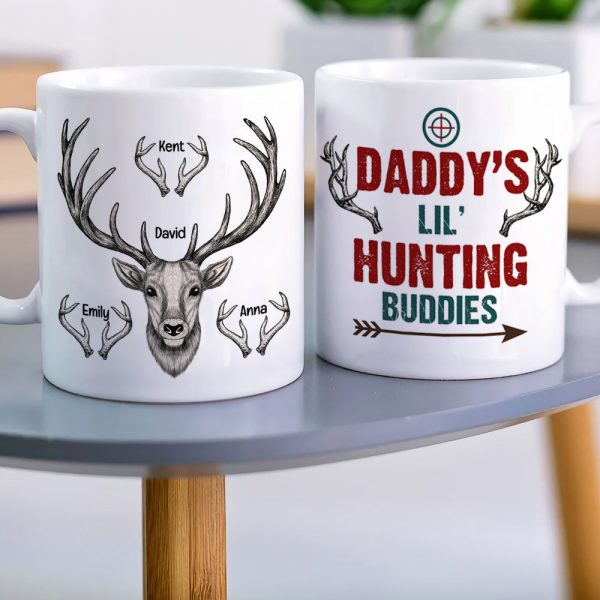 Daddy's Hunting Buddies, Personalized Coffee Mug For Hunting Dad, Father's Day Gift For Hunting Lovers