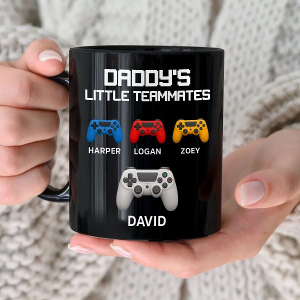 Daddy's Little Teammates Personalized Mugs, Father's Day Gift for Gamer Dads