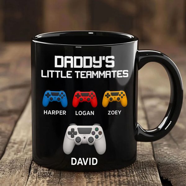 Daddy's Little Teammates Personalized Mugs, Father's Day Gift for Gamer Dads