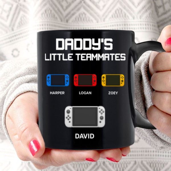 Daddy's Little Teammates Personalized Mugs, Father's Day Gift for Gamer Dads