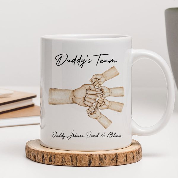 Daddy's Team Fist Bump Personalized Mug
