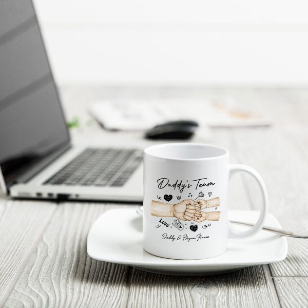 Daddy's Team Fist Bump Personalized Mug