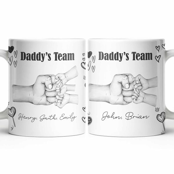 Daddy's Team Hand Holding Design - Personalized Custom Coffee Mug - DAD276_MG