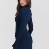 Dark Blue Long Sleeve Bodycon Mini Dress