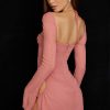 Darling Halter Neck Long Sleeve Cutout Club Mini Dress - Pink