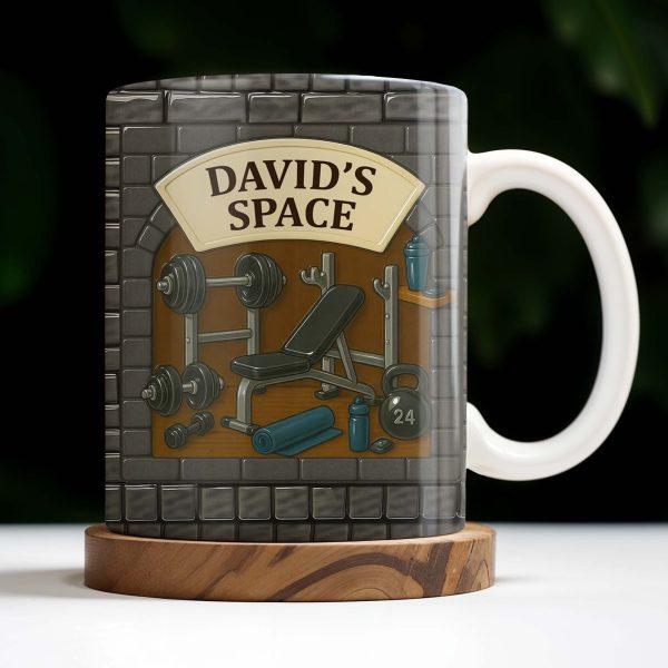 David's Space, Gym Equipment and Dumbbells - Personalized Custom Coffee Mug - FTN009_MG
