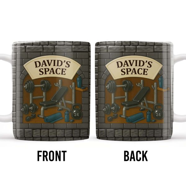 David's Space, Gym Equipment and Dumbbells - Personalized Custom Coffee Mug - FTN009_MG