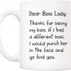 Dear Boss Lady Thanks Funny Coffee Mug, Gift for Boss Lady from Coworker Employee, Birthday Christmas Office Gift